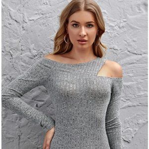 NWOT - Asymmetrical Neck Ribbed Fitted Bodysuit